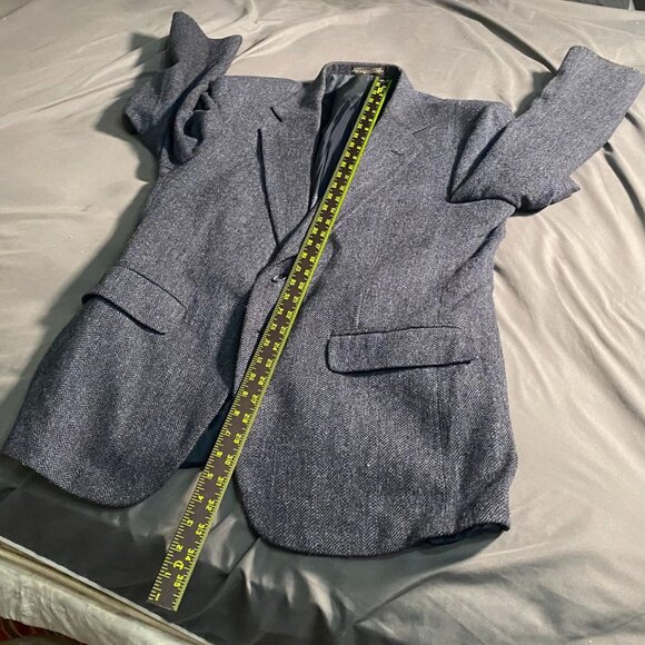 Towncraft Mens Blazer Jacket 40R Wool Blend Gray Herringbone Double Button - Picture 8 of 16